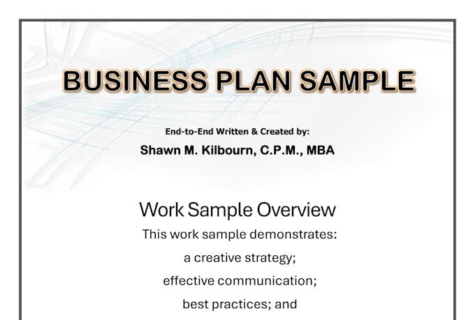 write business plans and proposals